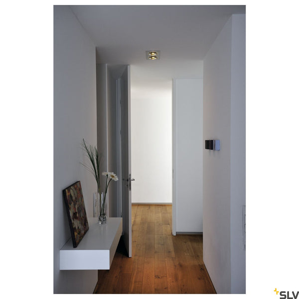 SLV NEW TRIA II ES111 downlight, rectangular, alu brushed, GU10 , max. 2x75W, incl. clip 111382