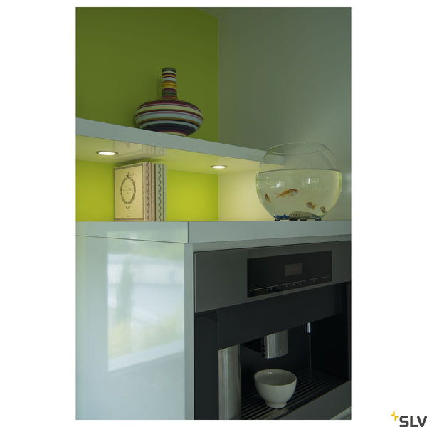 SLV DL 126 LED, downlight, round, brushed metal, warm white, 12V 112225