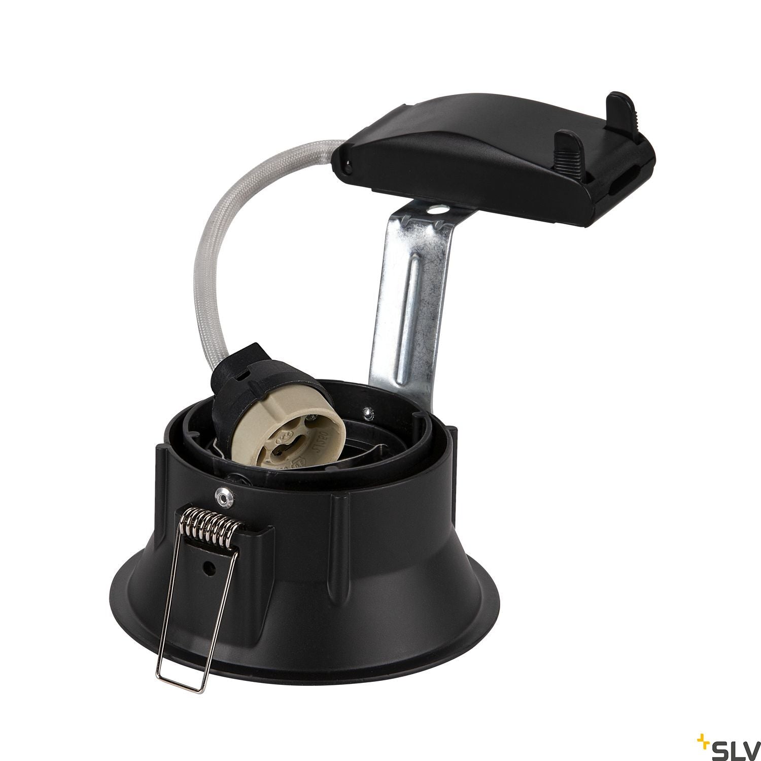 SLV HORN-T GU10, steel, 1x GU10 max. 50W, matt black, incl. clip springs 113140