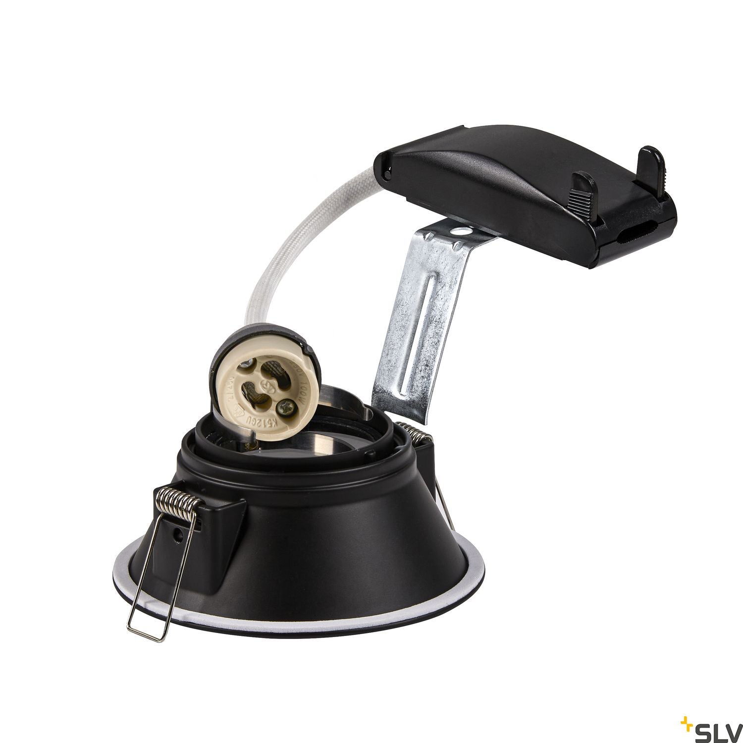 SLV HORN-O GU10, steel, 1x GU10 max. 50W, matt black, IP21, incl. clip springs 113160