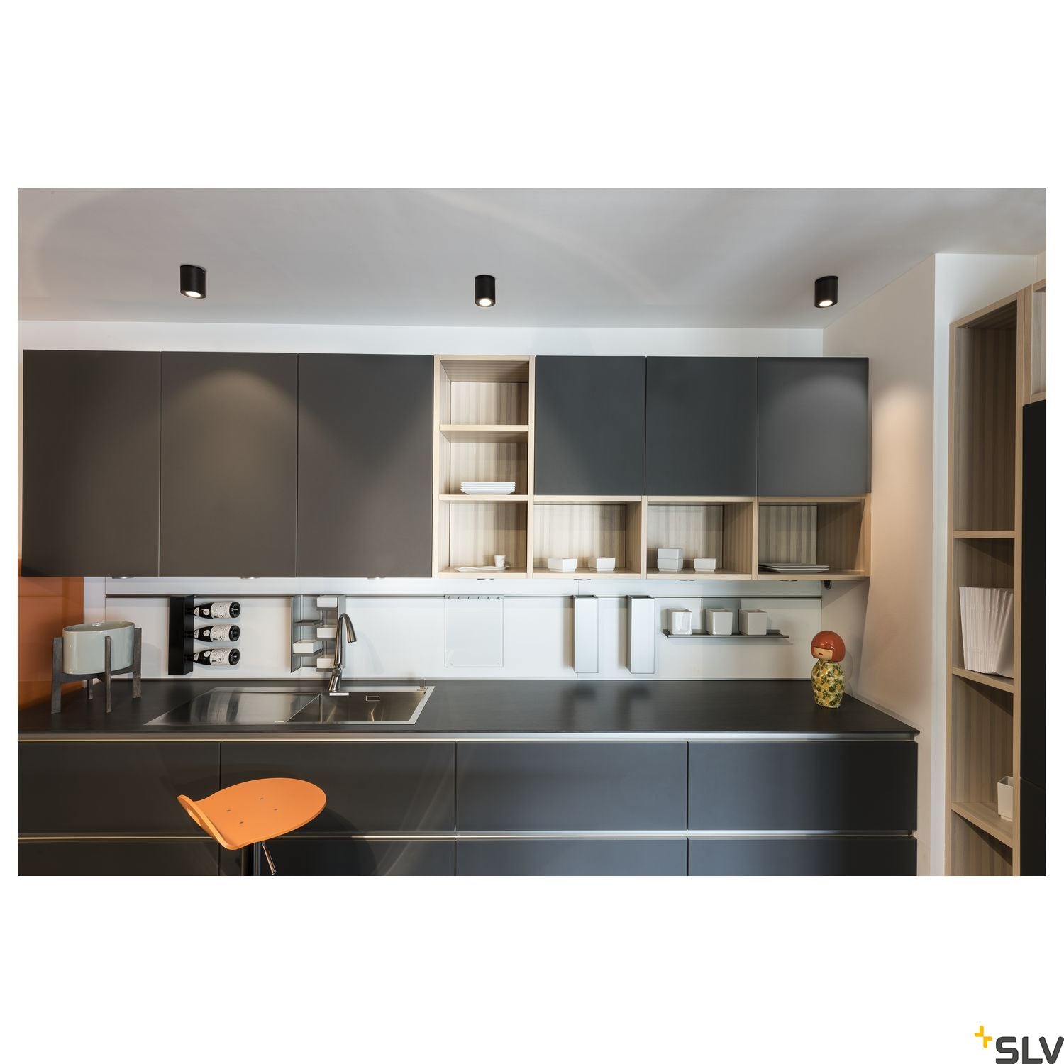 SLV TRILEDO ROUND CL surface-mounted downlight, matt black, LED, 6W, 38°, 113930