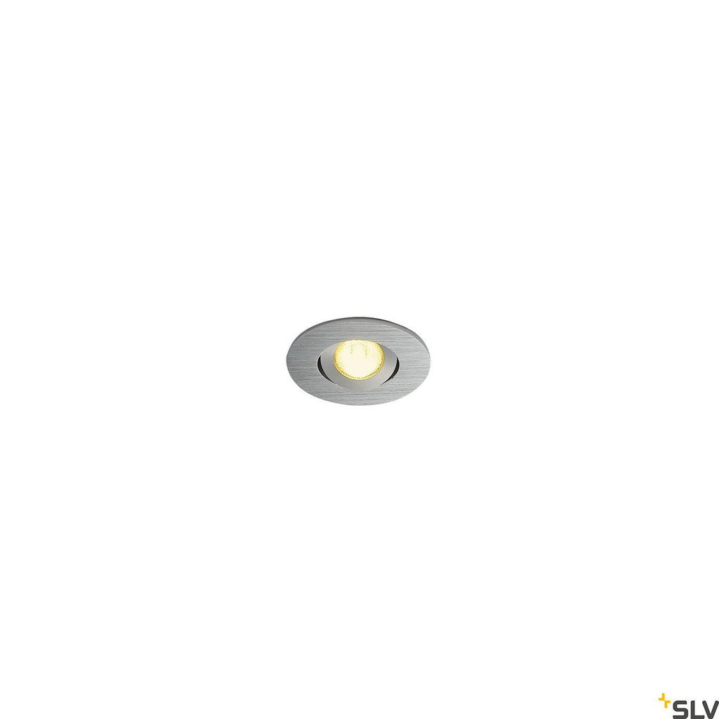 SLV NEW TRIA MINI DL ROUND SET, alu brushed, 30°, 3000K, incl. driver, clip springs 113976