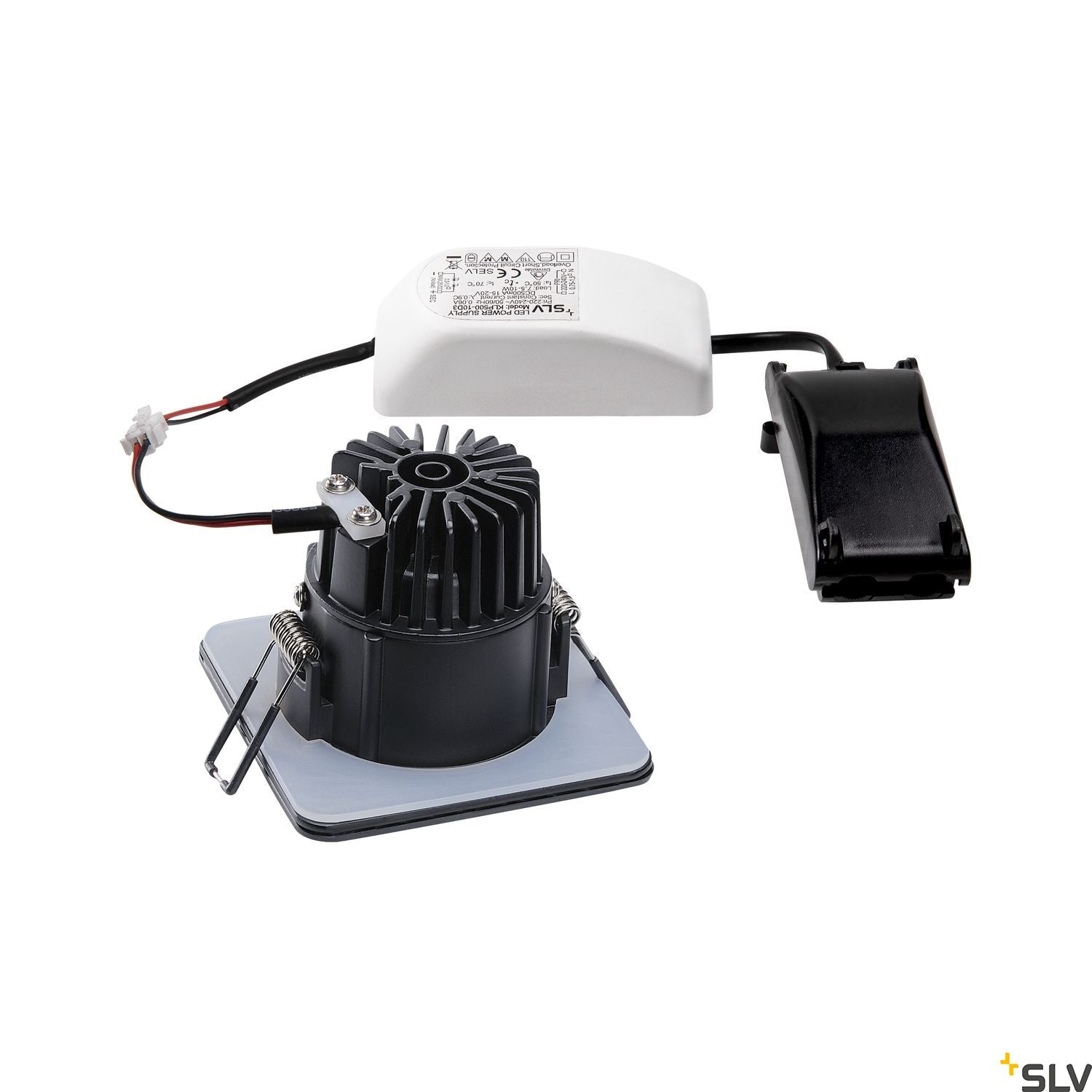 SLV PATTA-F recessed ceiling light , square, matt black, 9W, 38°, 3000K, incl. driver 114450