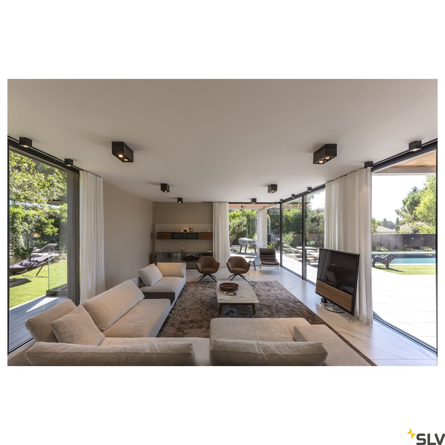 SLV KARDAMOD SURFACE SQUARE ES111 DOUBLE ceiling light, square, black, 2xGU10, max. 2x75W 117110
