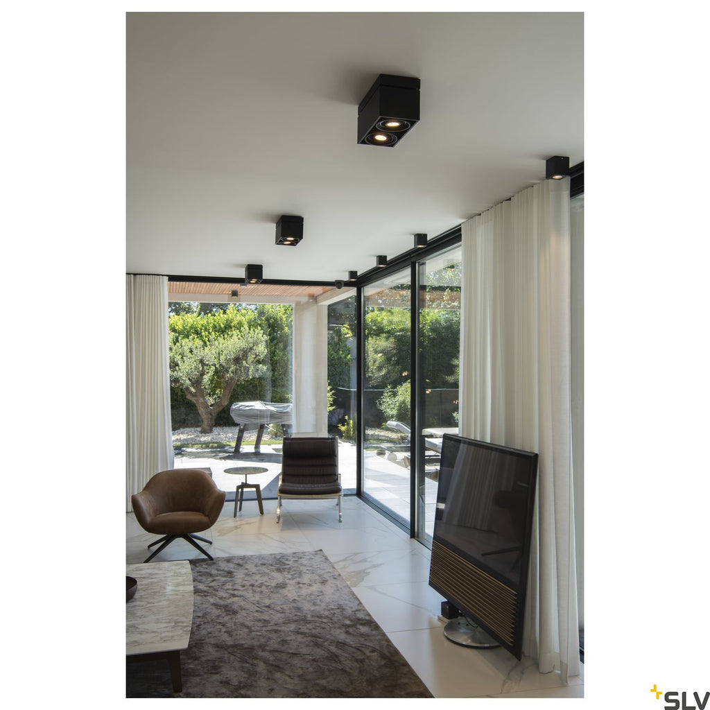 SLV KARDAMOD SURFACE SQUARE ES111 DOUBLE ceiling light, square, black, 2xGU10, max. 2x75W 117110