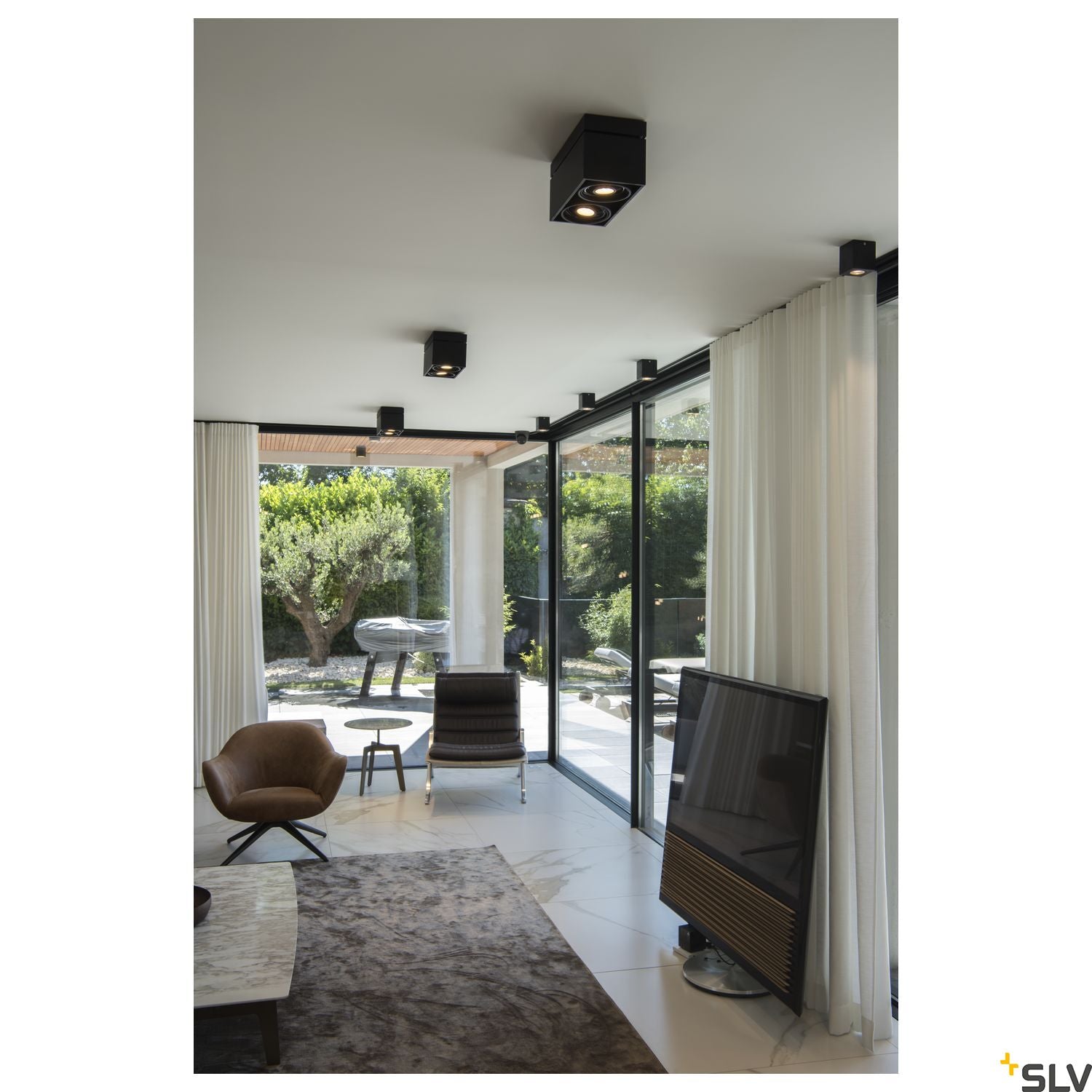 SLV KARDAMOD SURFACE SQUARE ES111 DOUBLE ceiling light, square, black, 2xGU10, max. 2x75W 117110