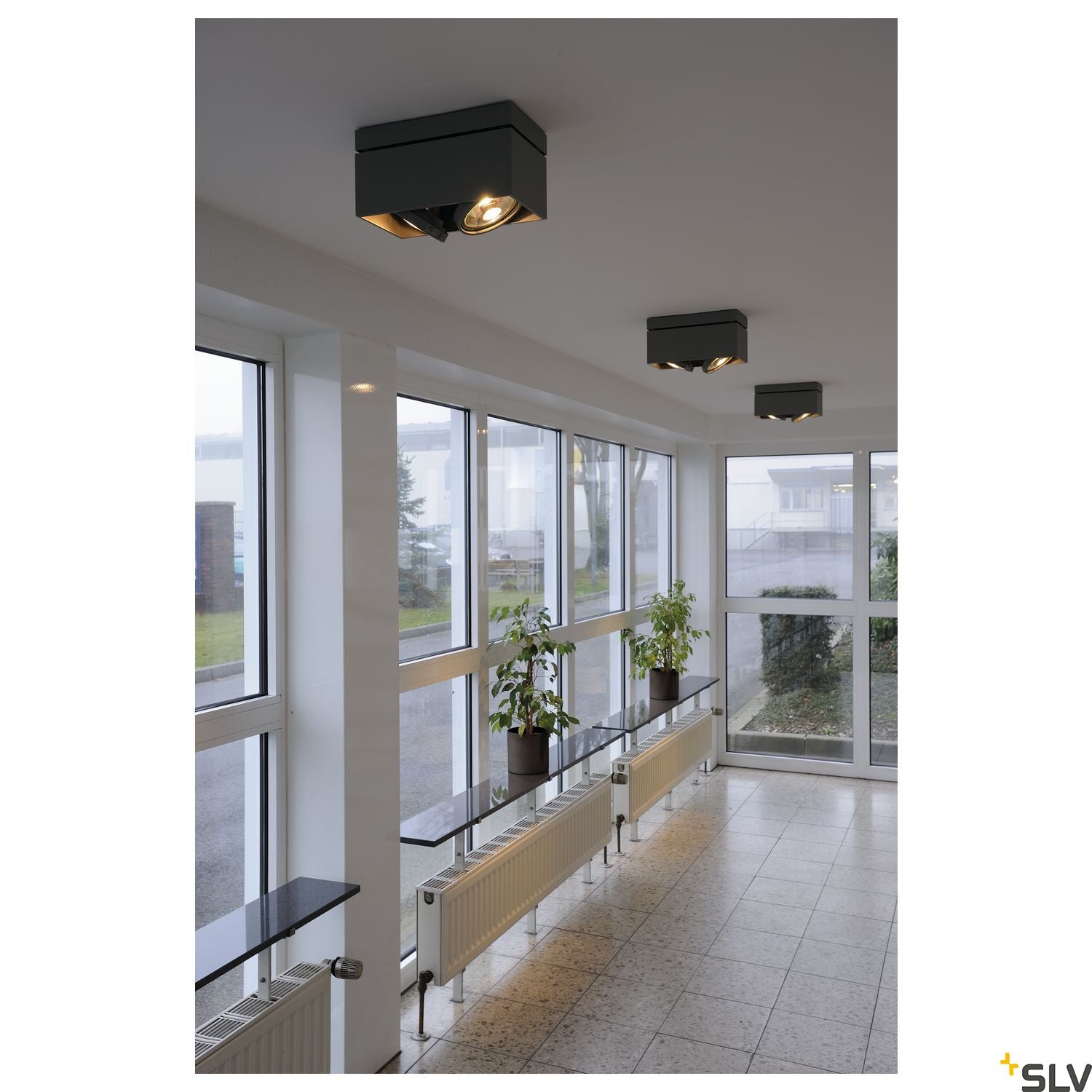 SLV KARDAMOD SURFACE SQUARE ES111 DOUBLE ceiling light, square, black, 2xGU10, max. 2x75W 117110
