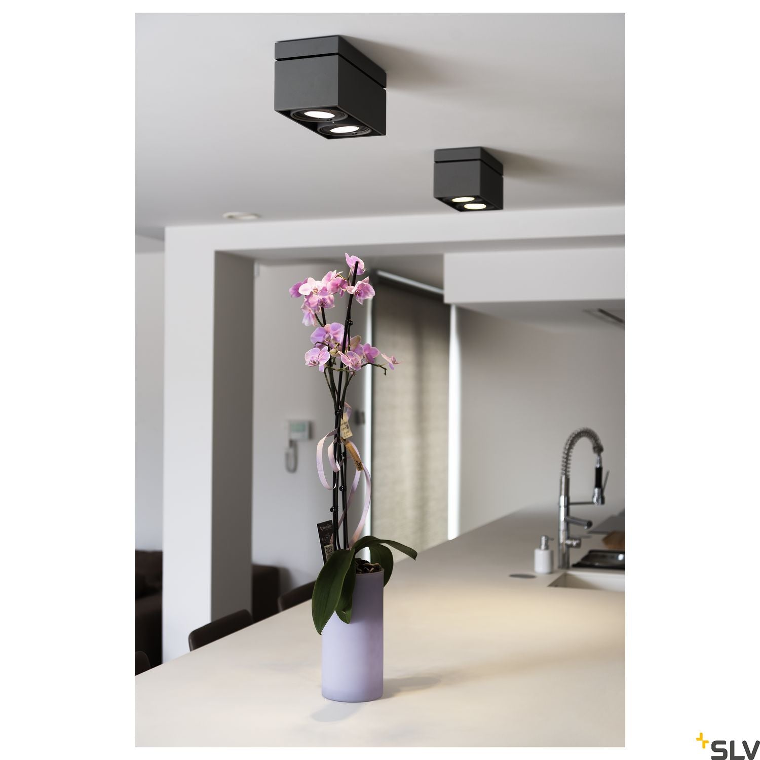 SLV KARDAMOD SURFACE SQUARE ES111 DOUBLE ceiling light, square, black, 2xGU10, max. 2x75W 117110