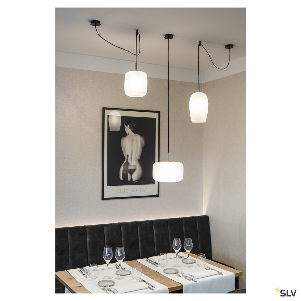 SLV PANTILO OVAL PD, E27 pendant light, white/chrome 1006402