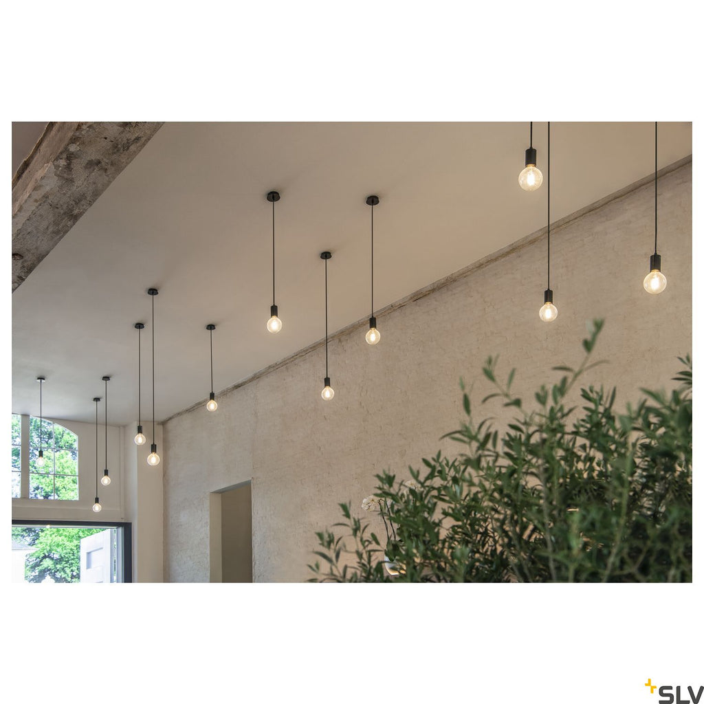 SLV FITU ceiling canopy, single, round, black, incl. strain-relief, 16A max. 132600