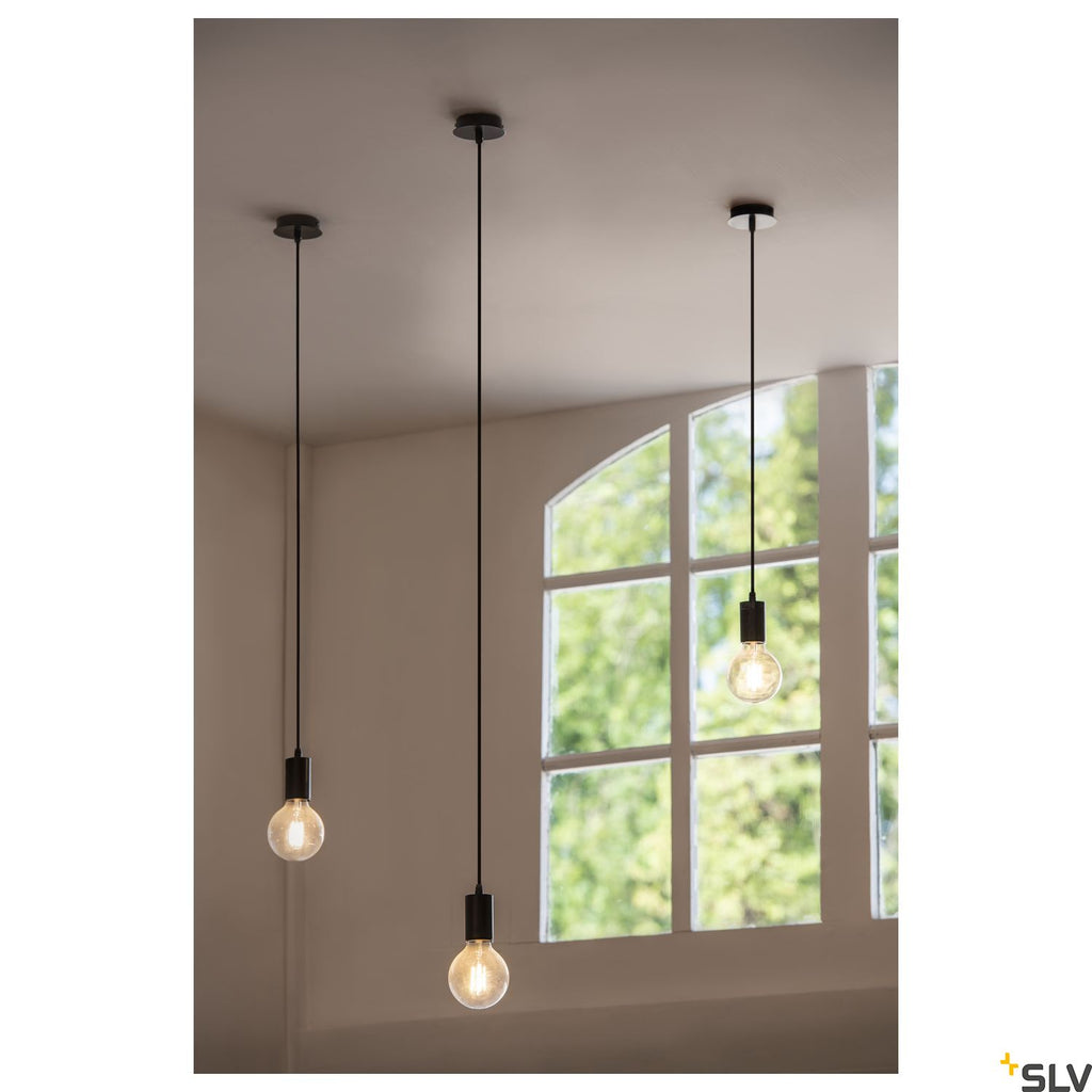 SLV FITU ceiling canopy, single, round, black, incl. strain-relief, 16A max. 132600