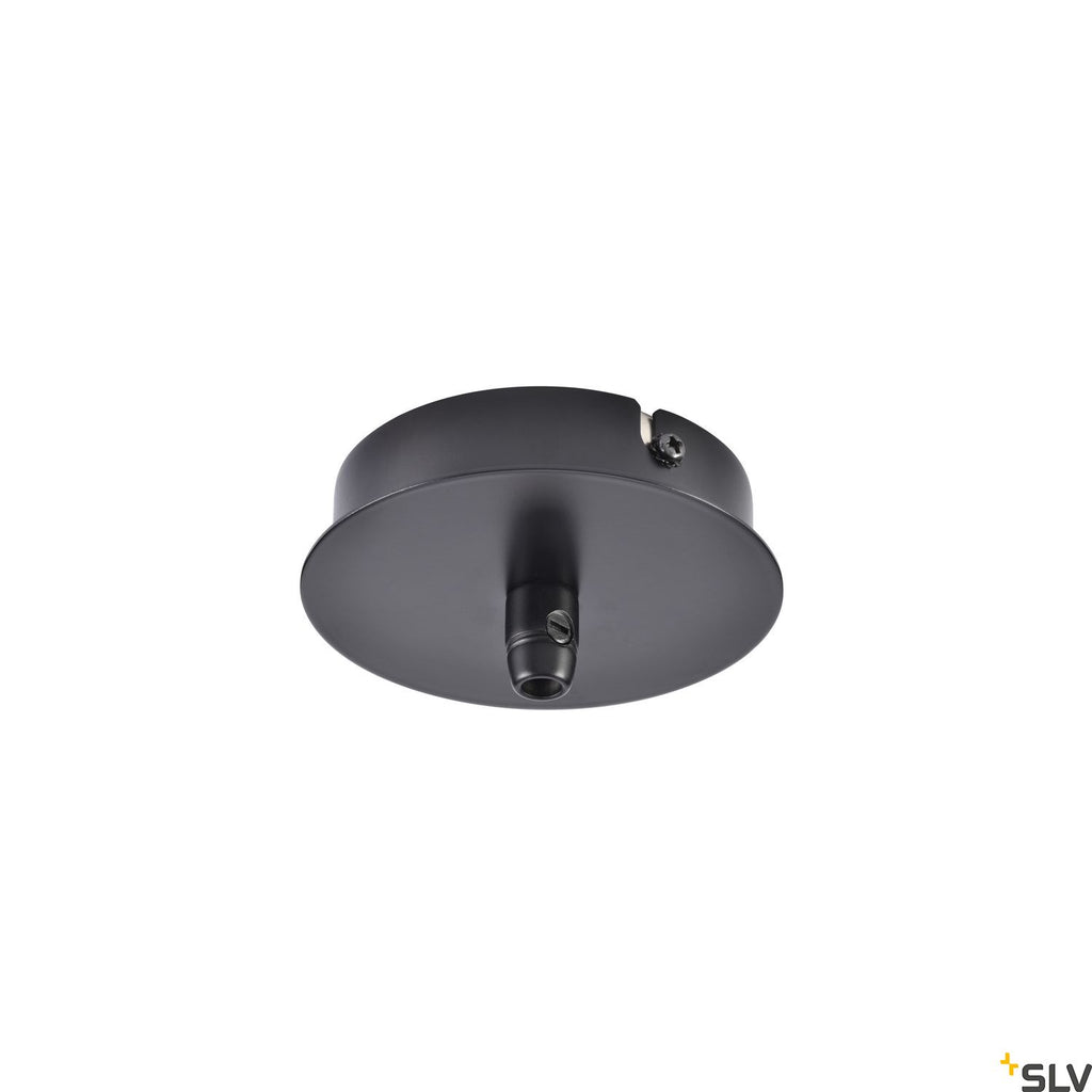 SLV FITU ceiling canopy, single, round, black, incl. strain-relief, 16A max. 132600