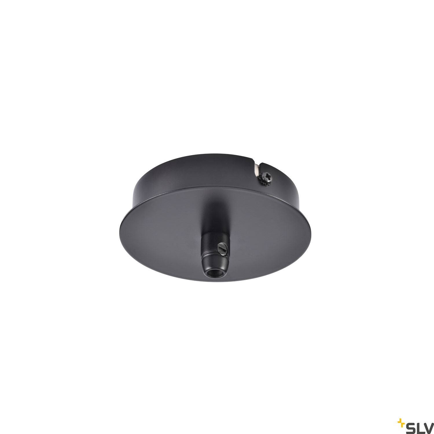 SLV FITU ceiling canopy, single, round, black, incl. strain-relief, 16A max. 132600