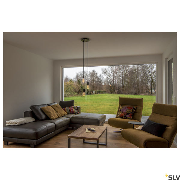 SLV FITU ceiling canopy, triple, round, black, incl. strain-relief, 16A max. 132610