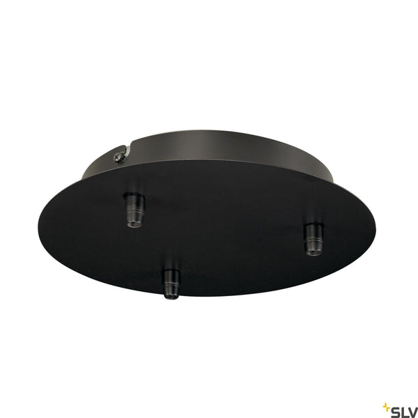 SLV FITU ceiling canopy, triple, round, black, incl. strain-relief, 16A max. 132610