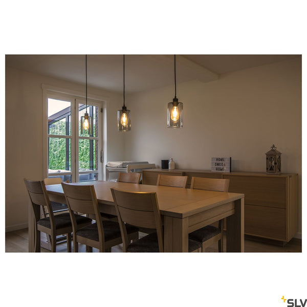 SLV FENDA E27 pendant, black, without canopy, without shade, open cable 132660