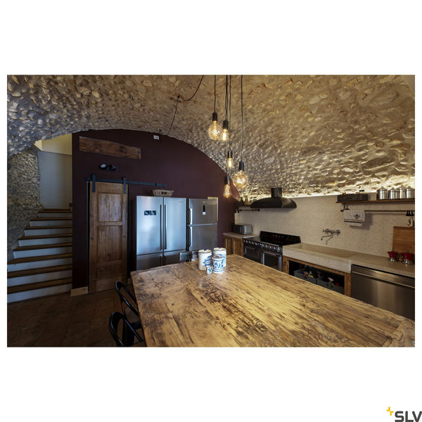 SLV FITU, pendant, A60, round, black, 5m cable with open cable end, max. 60W 132690