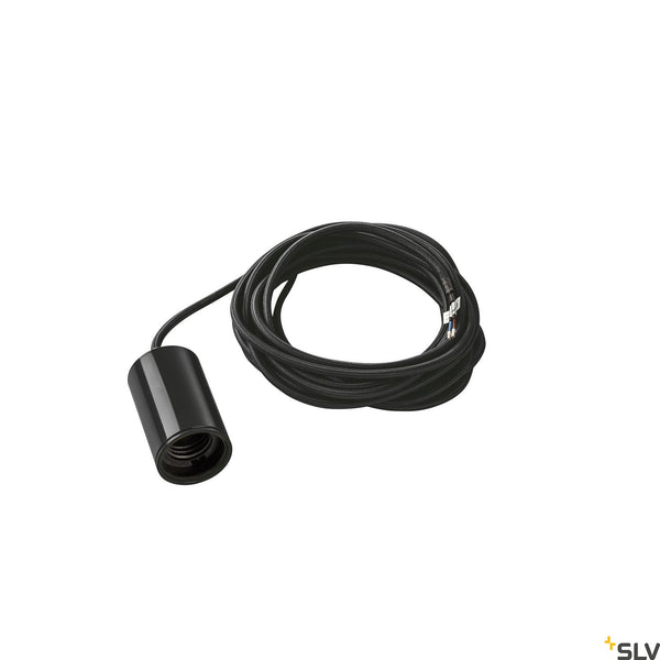 SLV FITU, pendant, A60, round, black, 5m cable with open cable end, max. 60W 132690