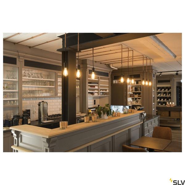 SLV FITU, pendant, A60, round, black, 5m cable with open cable end, max. 60W 132690