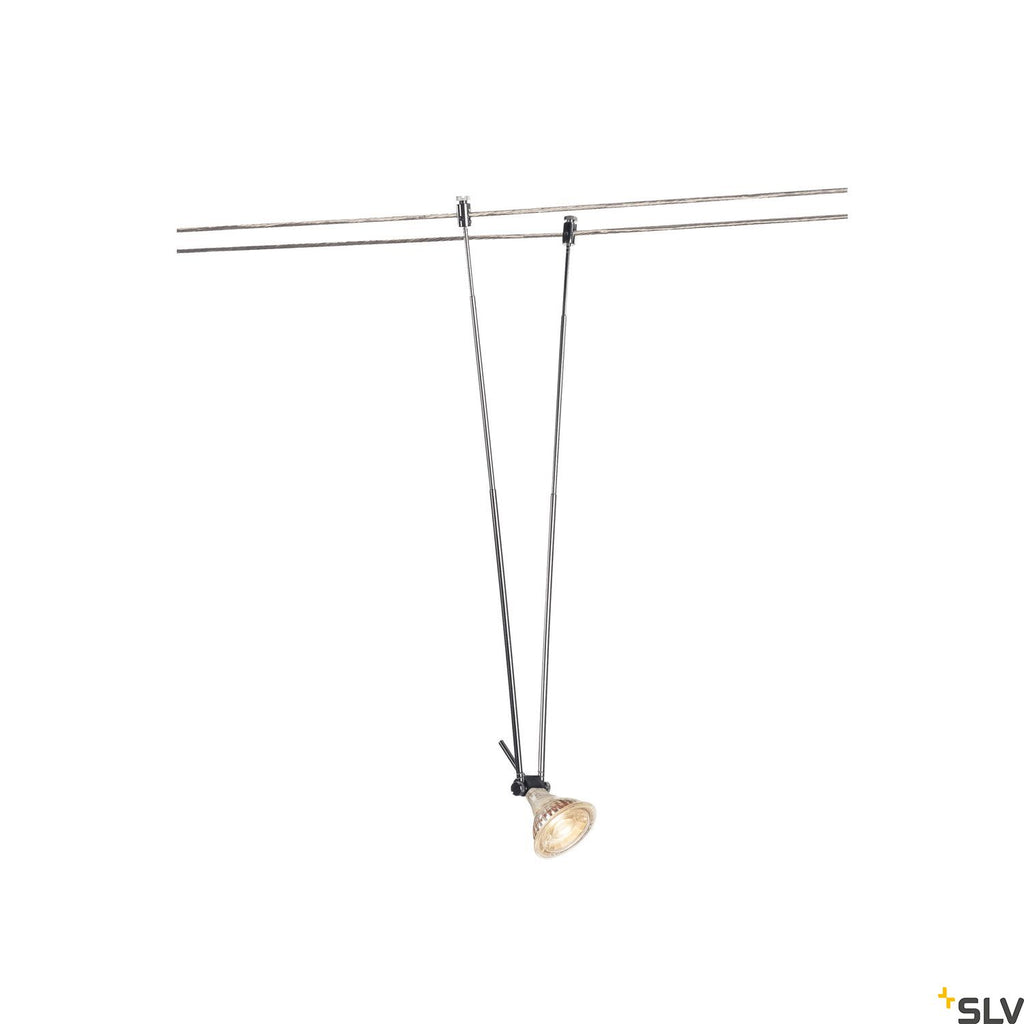 SLV TELESCOPIC, cable luminaire for TENSEO low-voltage cable system, QR-C51, chrome, B/H/T 4.5/21-52/1 cm 139082