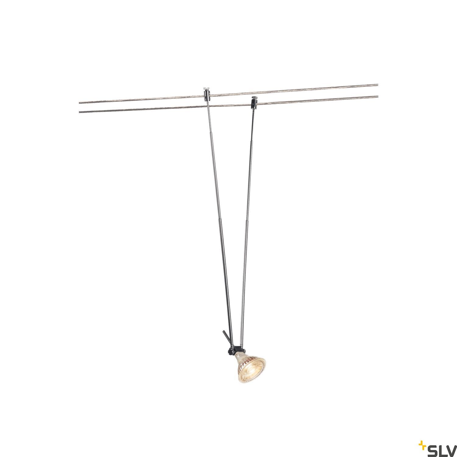SLV TELESCOPIC, cable luminaire for TENSEO low-voltage cable system, QR-C51, chrome, B/H/T 4.5/21-52/1 cm 139082