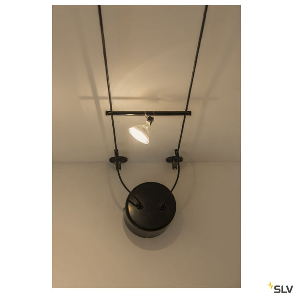 SLV COSMIC, lamp holder for TENSEO low-voltage cable system, QR-C51, black, tiltable, 2 pcs 139090