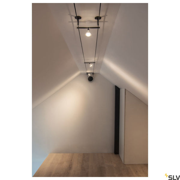 SLV COSMIC, lamp holder for TENSEO low-voltage cable system, QR-C51, black, tiltable, 2 pcs 139090