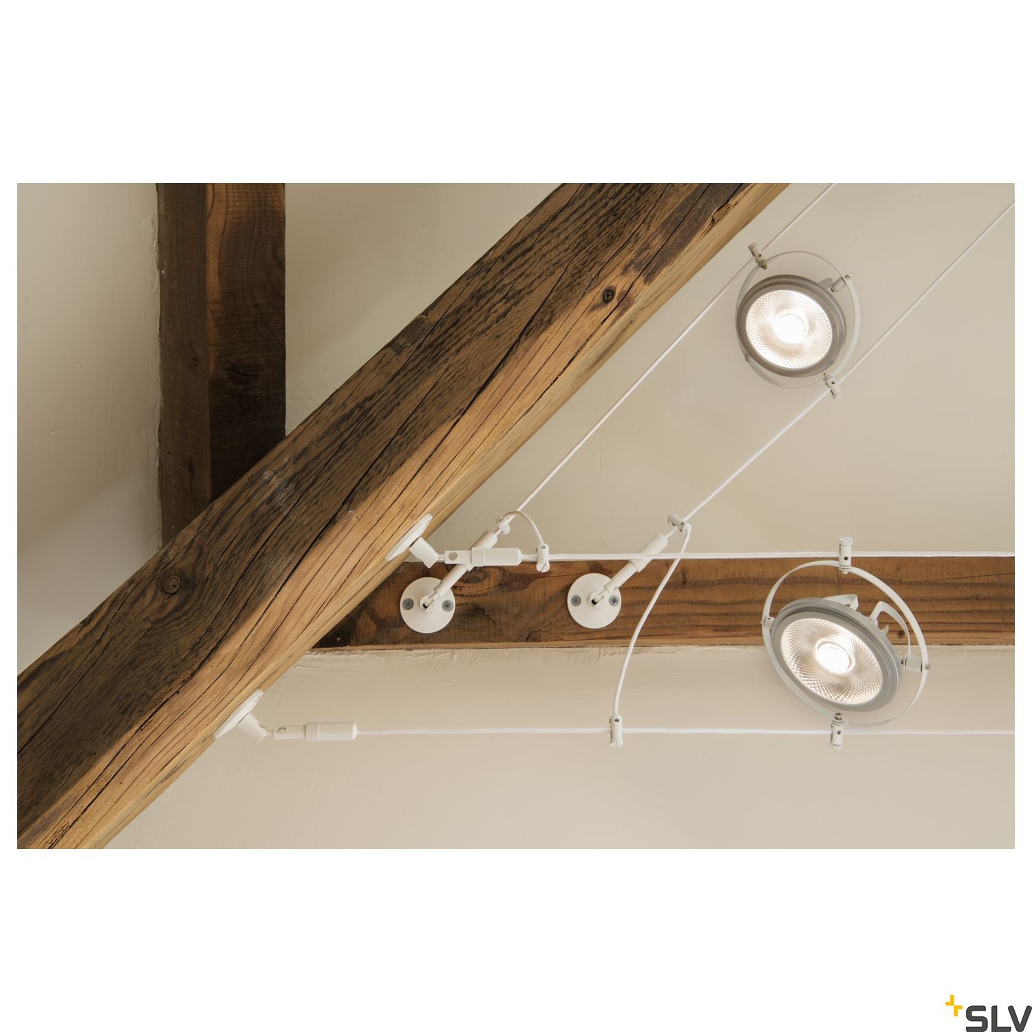SLV WALL BRACKET, for TENSEO low-voltage cable system, long, white, 2 pieces 186311