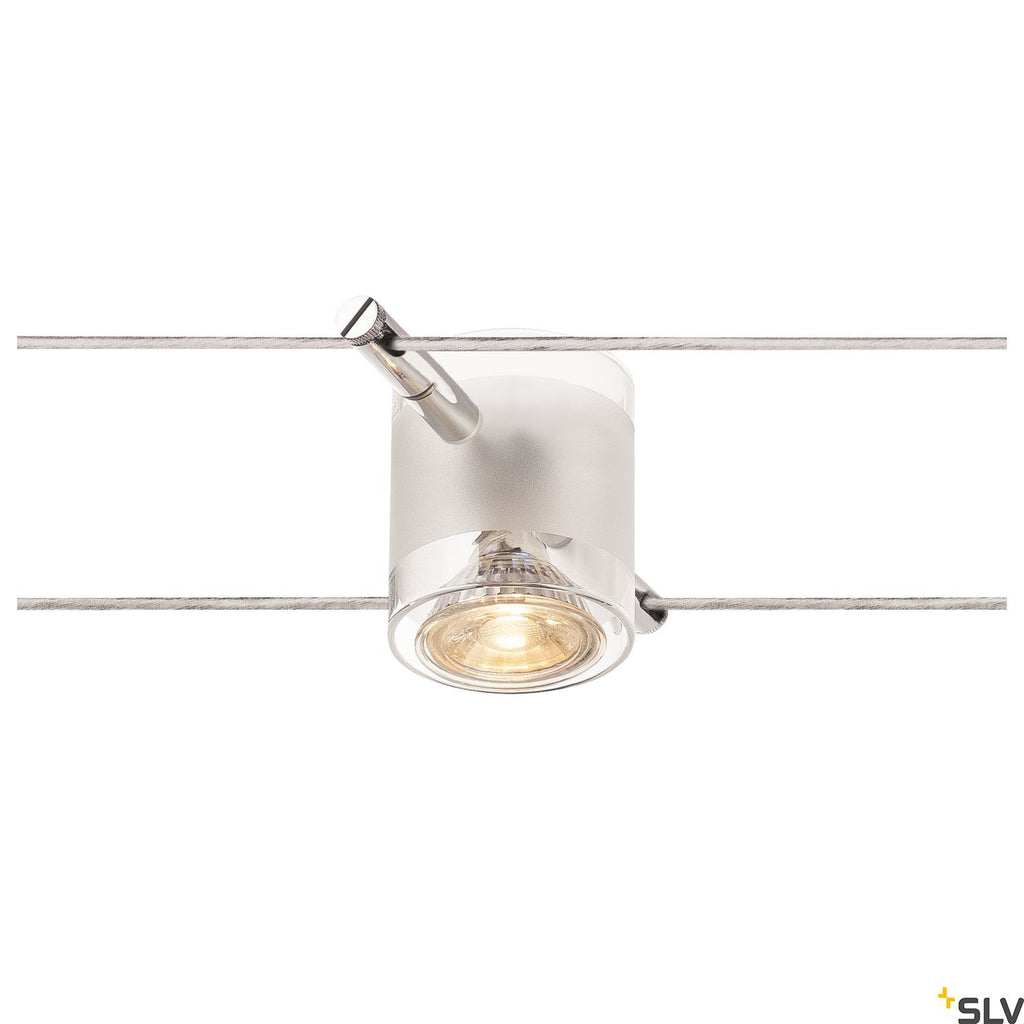 SLV COMET, cable luminaire for TENSEO low-voltage cable system, QR-C51, chrome, semi-frosted glass 139122