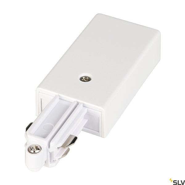 SLV Feed-in for 1-circuit track, surface-mounted, white, earth right 143041