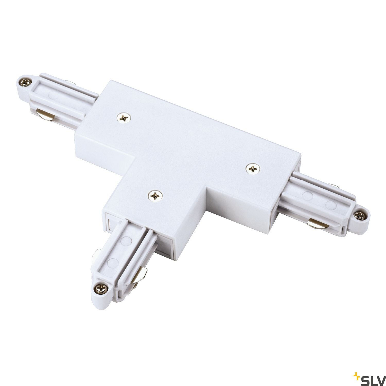SLV T-connector for 1-circuit track, surface-mounted, white, earth left 143071