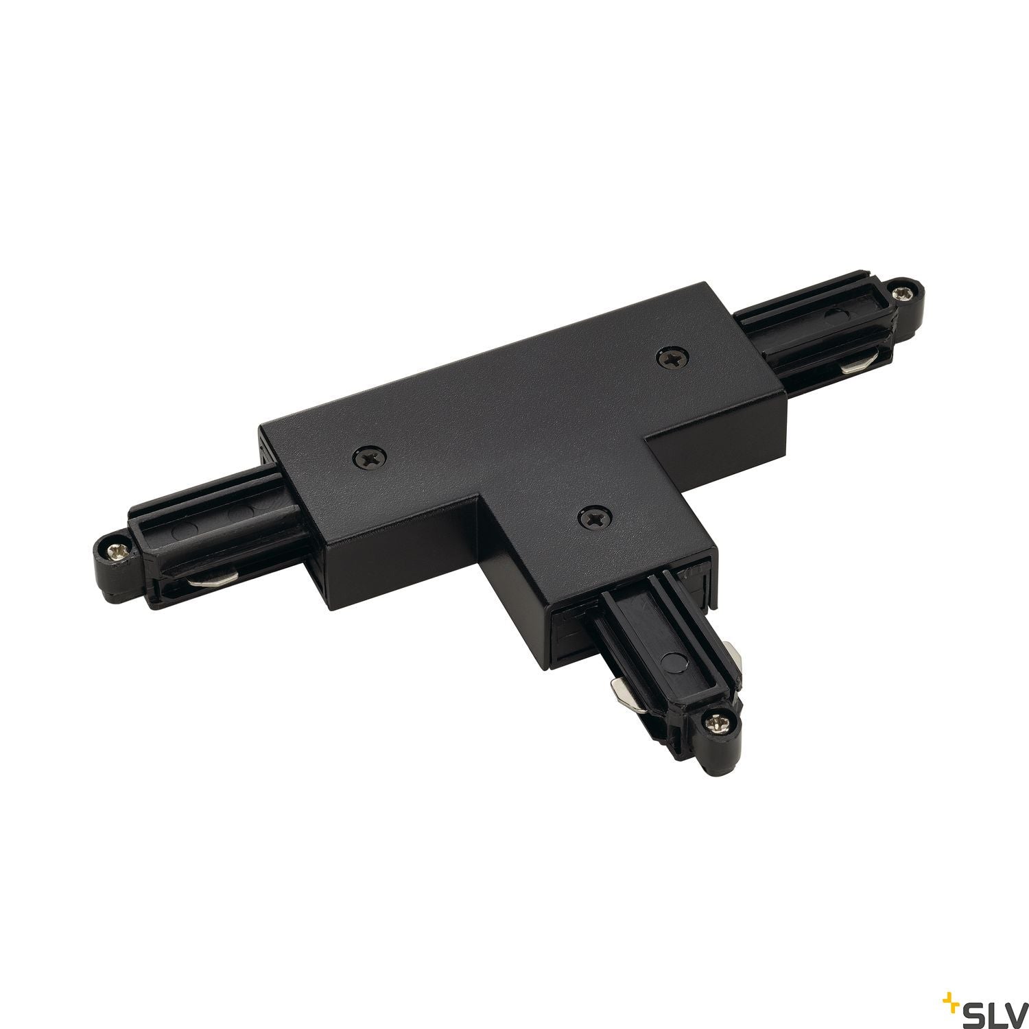 SLV T-connector for 1-circuit track, surface-mounted, black, earth right 143080