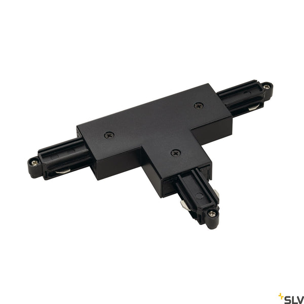 SLV T-connector for 1-circuit track, surface-mounted, black, earth right 143080