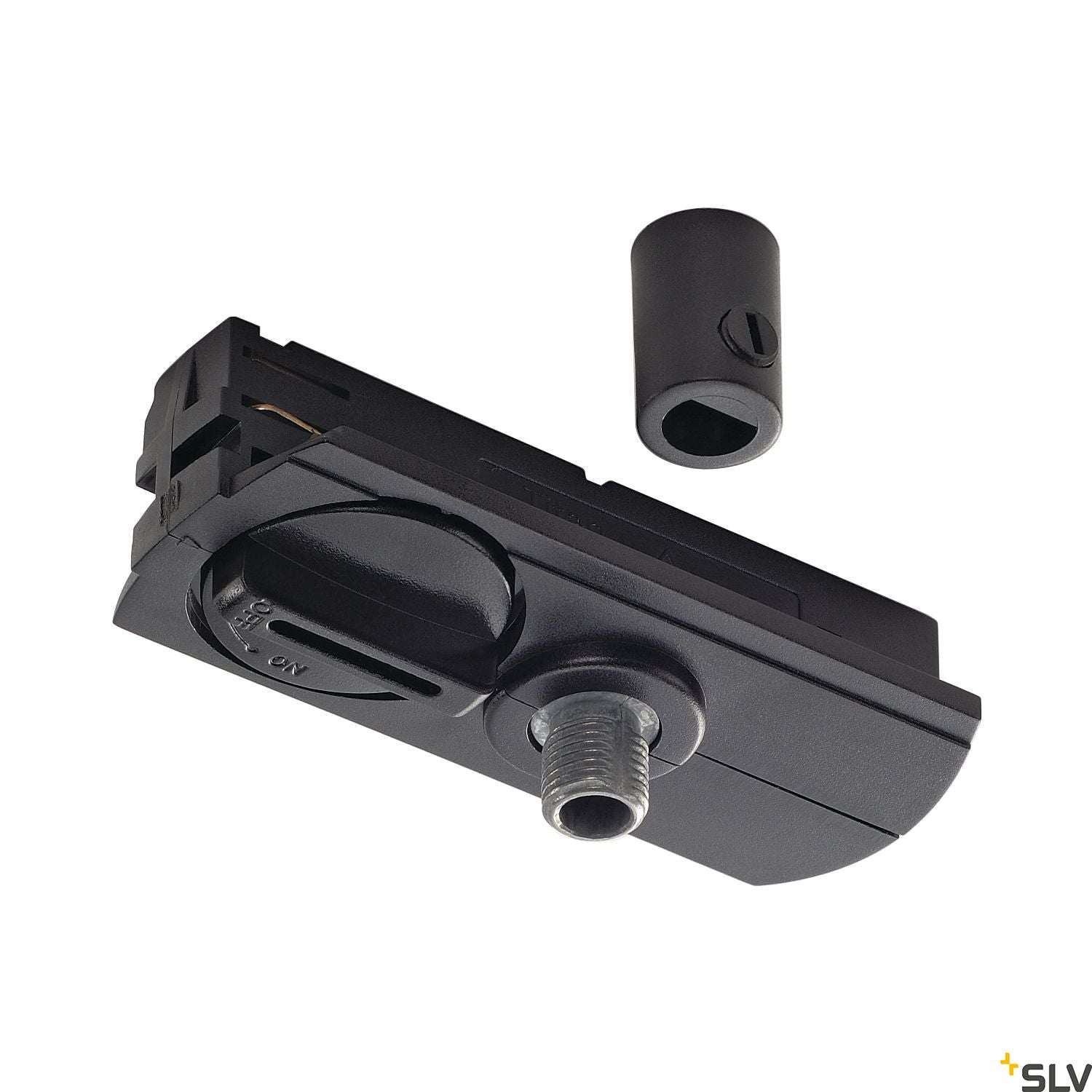 SLV 1-circuit pendant adapter, black, incl. strain-relief and threaded piece 143120