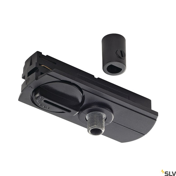 SLV 1-circuit pendant adapter, black, incl. strain-relief and threaded piece 143120