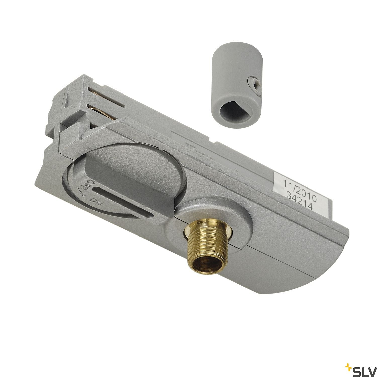 SLV 1-circuit pendant adapter, silver-grey, incl. strain-relief and threaded 143124