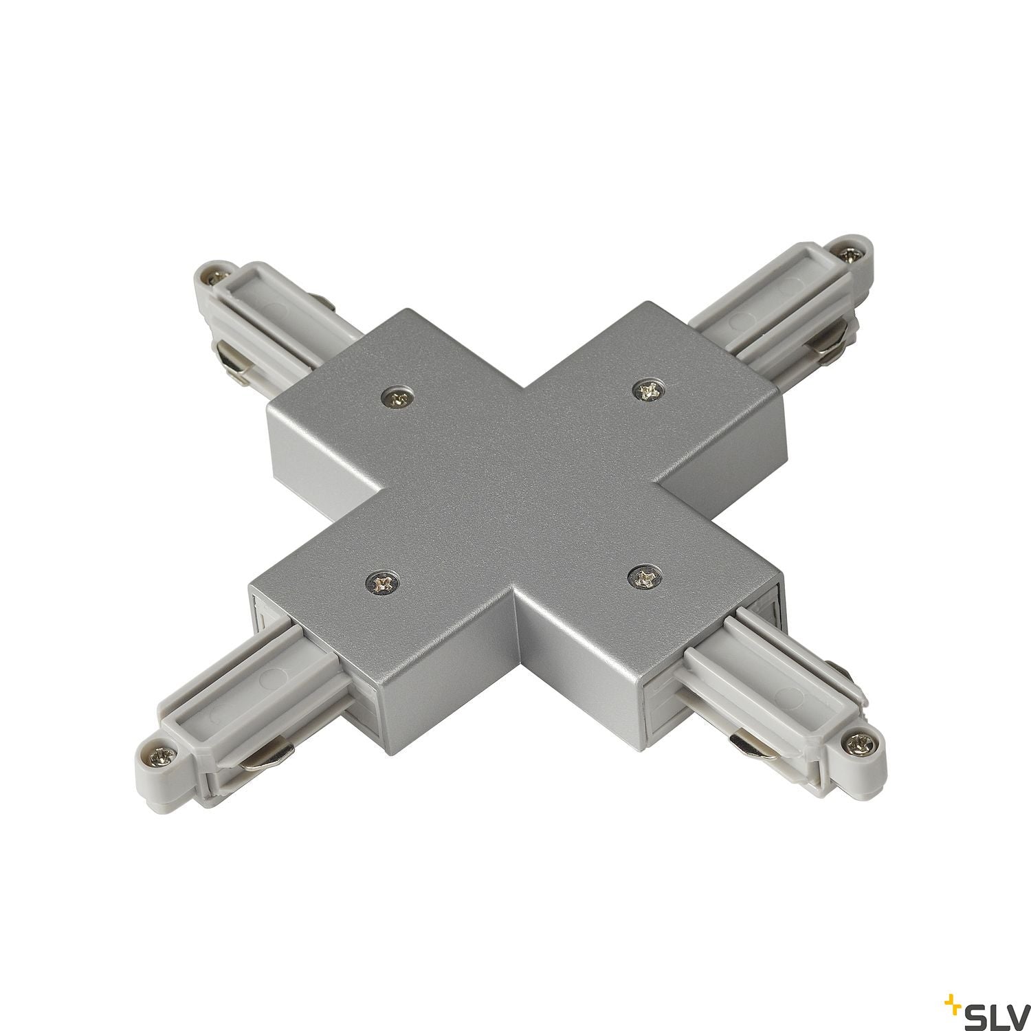 SLV X-connector for 1-circuit track, surface-mounted version, silver-grey 143162