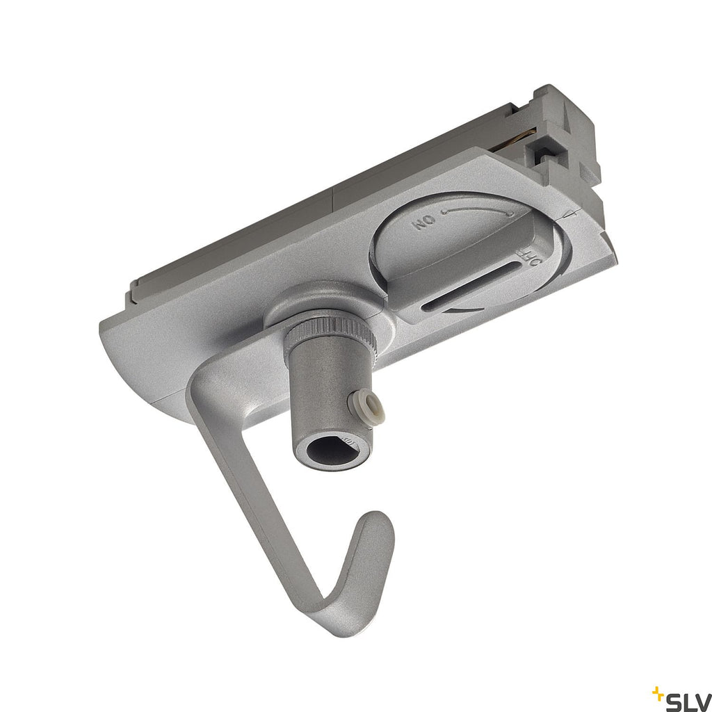 SLV Adapter for 1-circuit track, silver-grey, electrical, incl. hooks 143172