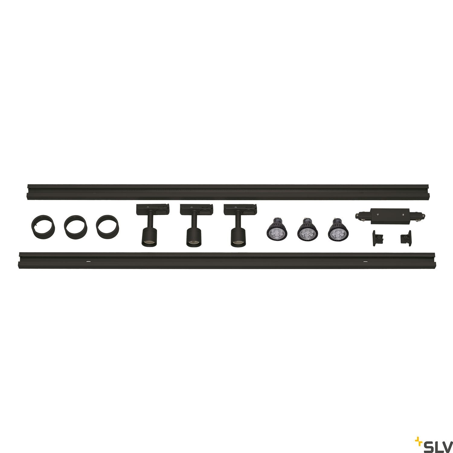 SLV 1-CIRCUIT TRACK SET, 2x 1m, incl. 3x PURI and 3x 4.3W LED lamp, black 143190