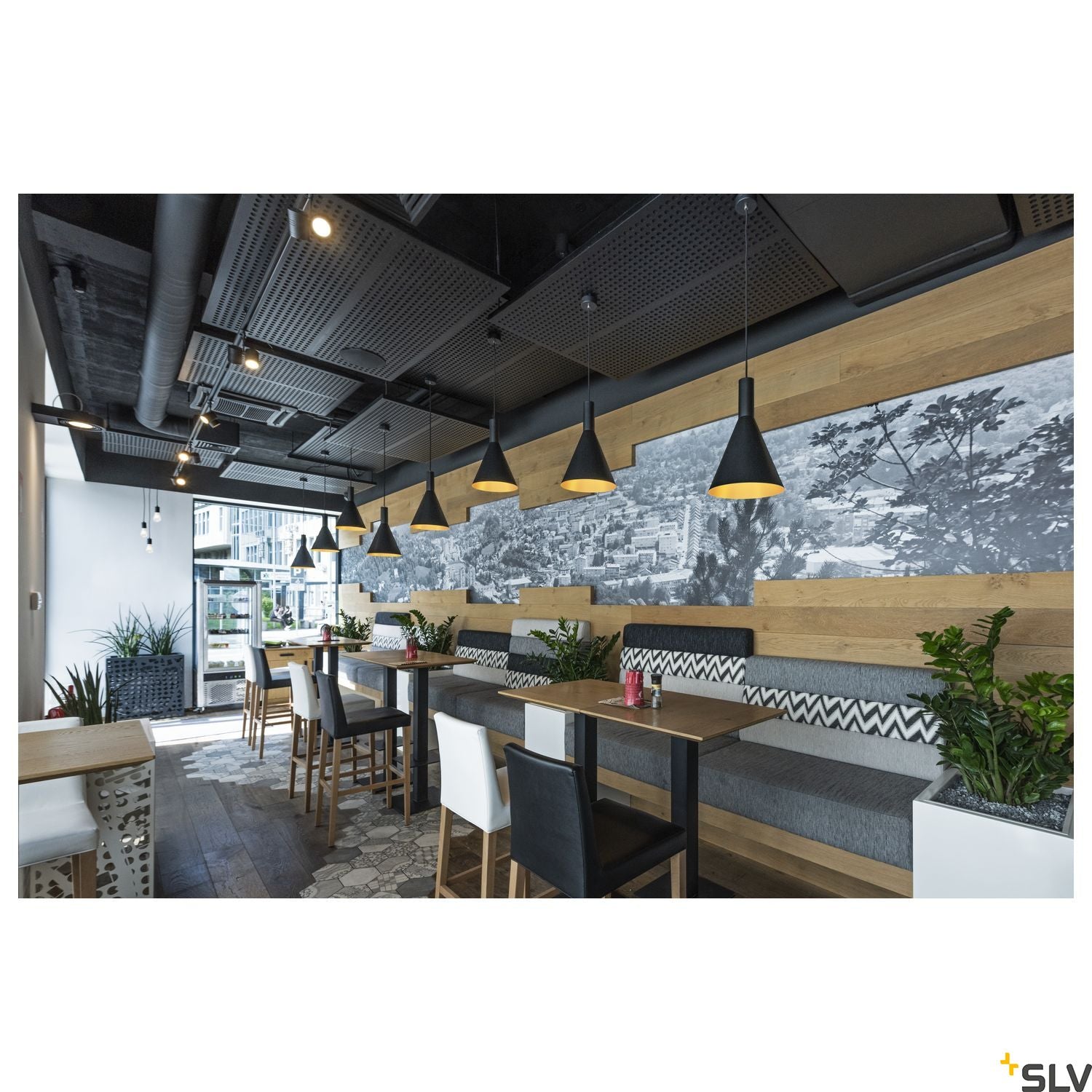 SLV PHELIA 280 E27 pendant light black/gold 1002950