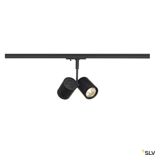 Black Track Light Fitting SLV BIMA II lamp head, black, 2x GU10,  143430