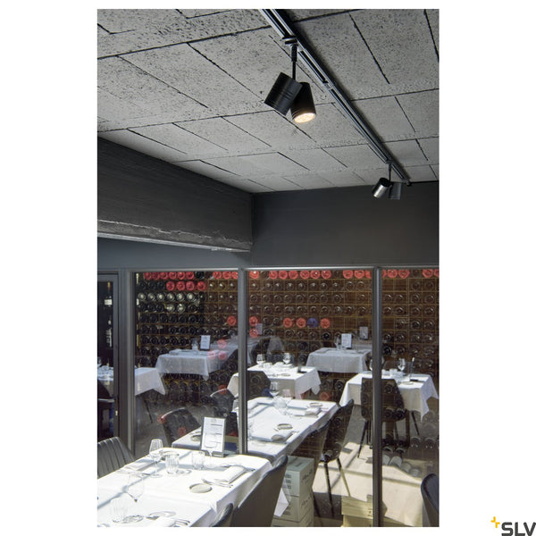 Black Track Light Fitting SLV BIMA II lamp head, black, 2x GU10,  143430