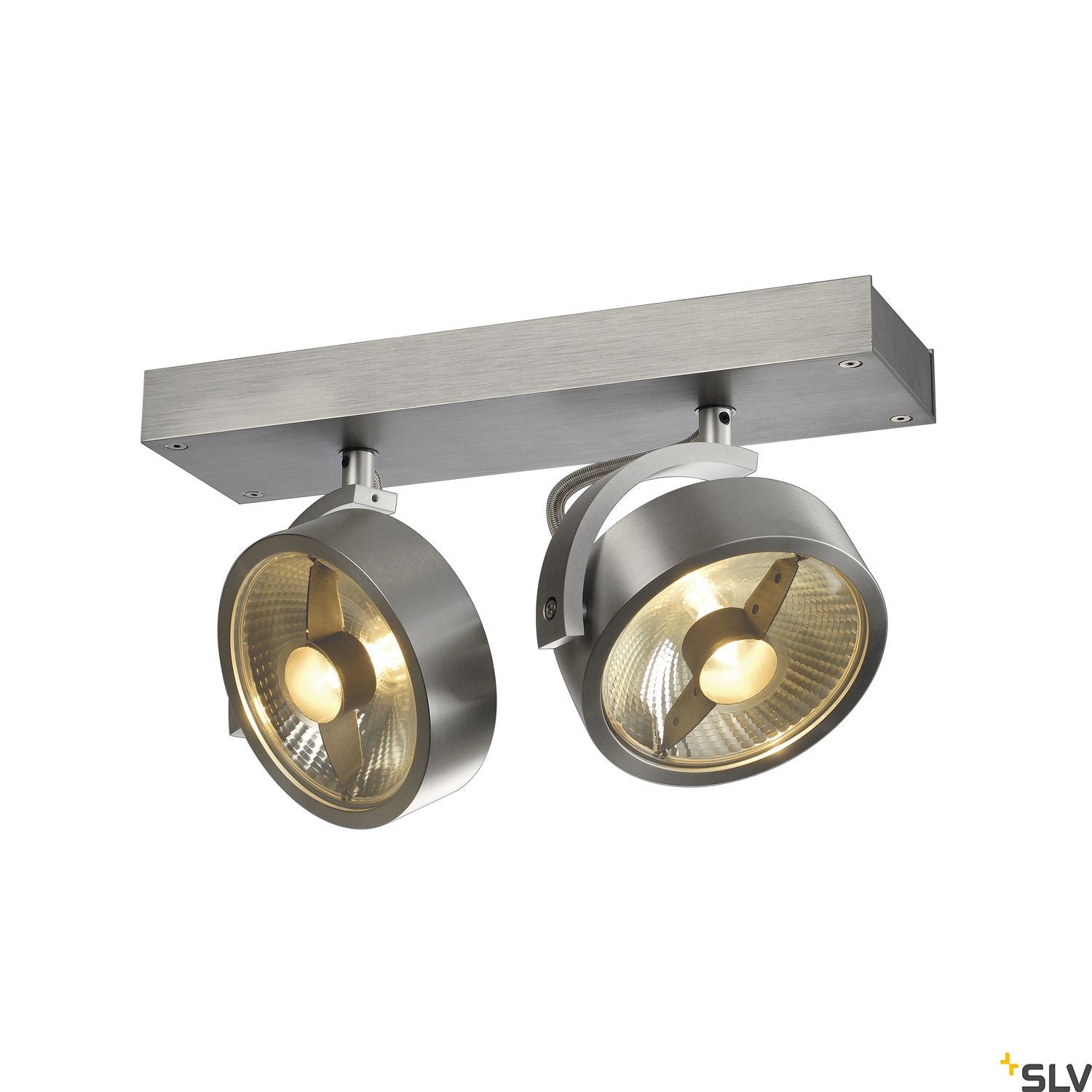 SLV KALU 2 QPAR ceiling light, alu brushed, 2x ES111, max. 2x 75W 147316