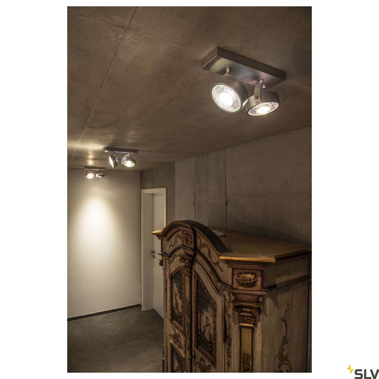 SLV KALU 2 QPAR ceiling light, alu brushed, 2x ES111, max. 2x 75W 147316