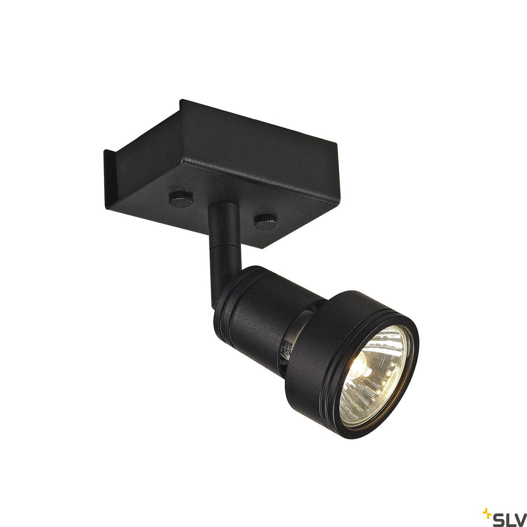 SLV PURI 1 ceiling light, matt black, GU10, max. 50W, incl. deco ring 147360