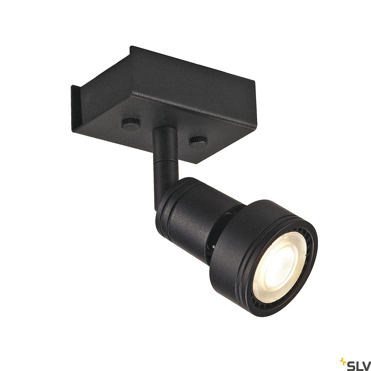 SLV PURI 1 ceiling light, matt black, GU10, max. 50W, incl. deco ring 147360