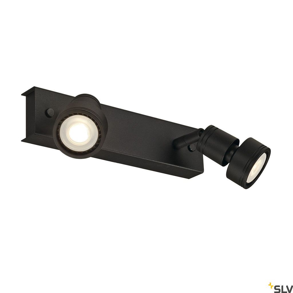 SLV PURI 2 ceiling light, matt black, 2x GU10, max. 2x 50W, incl. deco ring 147370