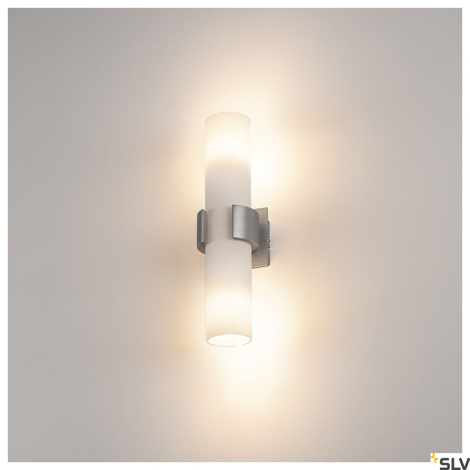 SLV DENA II wall light, alu brushed , POLYCARBONATEpartially frosted, 2x E14, max. 2x 40W 147529