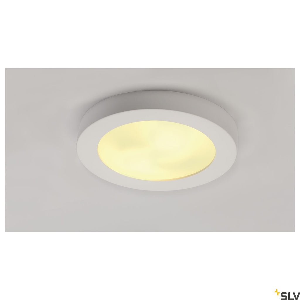 SLV Ceiling light, GL 105 E27, round, white plaster, max. 2x 25W 148001