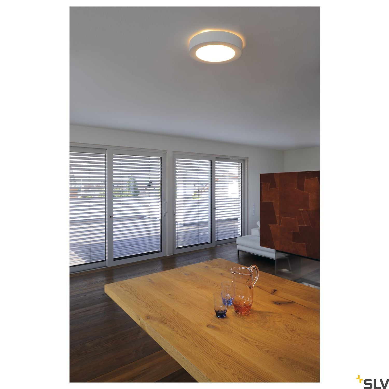 SLV Ceiling light, GL 105 E27, round, white plaster, max. 2x 25W 148001